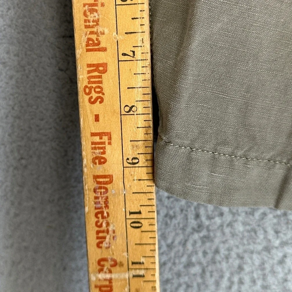 Lucky Brand Linen Blend Shorts Mens 40 Olive Green Khakis Chino Flat Front Logo